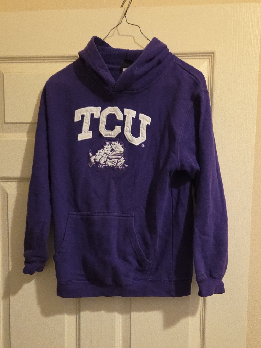 Purple Crewneck Hoodie with White TCU Logo